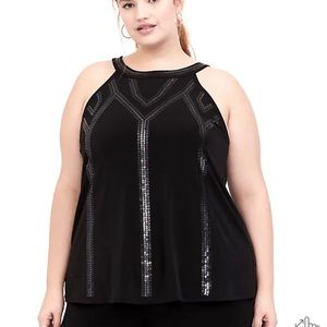 Torrid Plus Size 3X Halter Swing Top with Matte Sequins